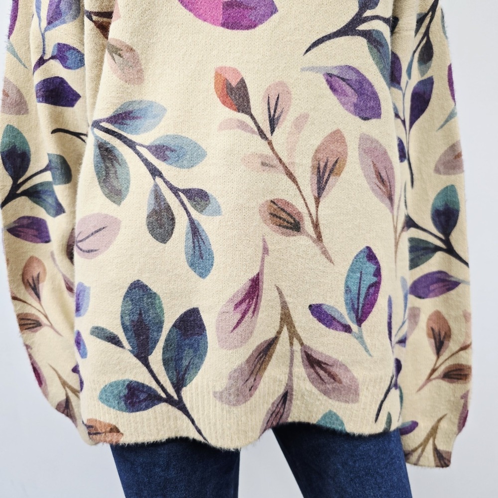 Unbranded All Over Fall Floral Leaves Pullover Sweater Womens Size 2XL Artsy - Picture 5 of 7